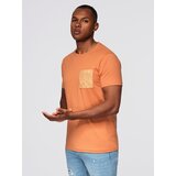 Ombre Men's cotton t-shirt with printed pocket - orange | shoptok.hr