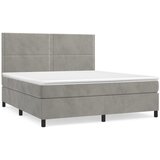 The Living Store Box spring postelja z vzmetnico svetlo siva 160x200 cm žamet - Box Spring Postelja, (21489573) | Shoptok.si