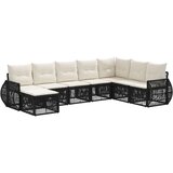 vidaXL Vrtna sedežna garnitura 8 pcs Črna in krem bela poli ratan, (5000269694) | Shoptok.si