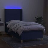  Box spring postelja z vzmetnico LED modra 90x200 cm blago, (20900221) | Shoptok.si