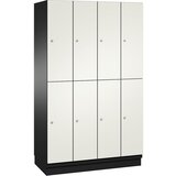 C+P Omara s predelki CAMBIO, z vrati iz jeklene pločevine in garderobnim drogom, 8 predelkov, širina 1200 mm, korpus črno siv / vrata bela | Shoptok.si