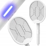 Aku. sklopivi električni reket ubojica insekata LED uv usb 50cm bijeli