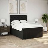 vidaXL Krevet s oprugama i madracem crni 160x200 cm od tkanine | shoptok.hr