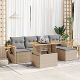 vidaXL 7-dijelni set vrtnih sofa s jastucima bež od poliratana bagrem | shoptok.hr