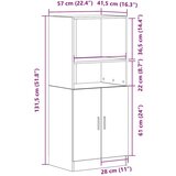 vidaXL Kuhinjska omarica bel 57x41,5x131,5 cm inž. les | Shoptok.si