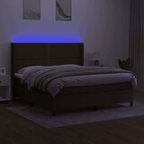  Box spring postelja z vzmetnico LED temno rjava 180x200cm blago, (20901499) | Shoptok.si