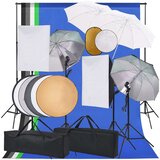 vidaXL Foto studijski komplet s softboxi, dežniki, ozadjem, odbojnikom Cene