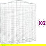 vidaXL Obokane gabion košare 6 kosi 200x50x220/240 cm pocinkano železo, (21000519) | Shoptok.si