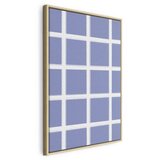  Slika - Lines and Symmetry - Expressive White Grid on a Blue Background 80x120 U prirodnom drvenom okviru | shoptok.hr