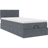 vidaXL Otomanski posteljni okvir z vzmetnico siv 90x200 cm žamet | Shoptok.si