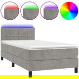  Box spring postelja z vzmetnico LED svetlo siva 80x200 cm žamet, (20726036) | Shoptok.si