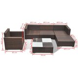  Vrtna sedežna garnitura 6-delna z blazinami poli ratan rjava, (20667983) | Shoptok.si