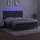  Box spring postelja z vzmetnico LED temno siva 160x200 cm žamet, (20789356) | Shoptok.si
