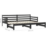  Izvlečna dnevna postelja črna trdna borovina 2x(90x200) cm, (20606174) | Shoptok.si