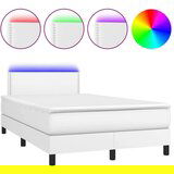  Box spring postelja z vzmetnico LED bela 120x200cm umetno usnje, (20725918) | Shoptok.si