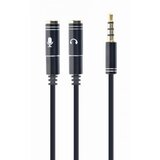 Gembird CCA-417M 2x 3.5 mm(slusalice i mikrofon) Metalni adapter na 1x 3.5mm(4 pin) cable, 0.2m crn kabal | ePonuda.com