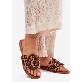 Boto Flat Women's Slippers With Decorative Buckle Leopard Luwam | shoptok.hr