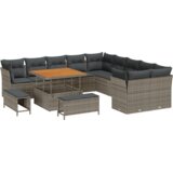 vidaXL 13-dijelni vrtni set sofe s jastučićima, siva poli ratan akacija | shoptok.hr