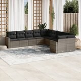 Maison Chic Seti vrtnega pohištva - Vrtna garnitura - Vrtni pohištvo set 10-delna z blazinami siv poli ratan, (21817328) | Shoptok.si