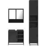  3-dijelni set kupaonskog namještaja crni od konstruiranog drva | shoptok.hr