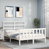 vidaXL Okvir za krevet s uzglavljem bijeli 140x200 cm od masivnog drva Cijene
