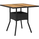  Vrtni stol s pločom od drva bagrema crni 80x80x75 cm poliratan | shoptok.hr