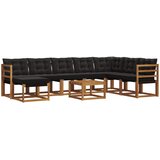  Set vanjskih sofa 9 kom. Prirodna i crna | shoptok.hr