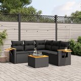  6-dijelni set vrtnih sofa s jastucima crni od poliratana Slike