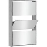 Maison Chic Omarica za obutev - Kopa za čevlje z ogledalom 3-nadstropna siva 63x17x102,5 cm, (21777554) Cene
