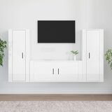 The Living Store Komplet TV omaric 3-delni visok sijaj bel inženirski les - Komplet TV Omaric, (21373987) Cene