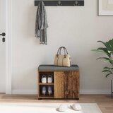  Klupa za hodnik s jastukom s policom Staro drvo 60 x 38 x 46 cm | shoptok.hr