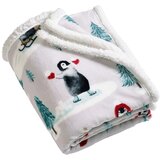 Catherine Lansfield Bijela deka s božićnim motivom 170x130 cm Christmas Sherpa Penguins – Cijene