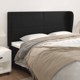  Uzglavlje s ušima crno 203x23x118/128 cm od umjetne kože | shoptok.hr