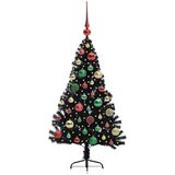 vidaXL Umjetna preddekorirana božićna jelka Črna 120 cm PVC | Shoptok.si