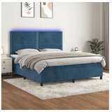 vidaXL Box spring postelja z vzmetnico LED temno modra 180x2 Cene