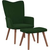  Stol za sproščanje s stolčkom temno zelen žamet, (20935101) | Shoptok.si