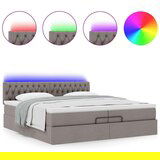  Otomanski okvir kreveta s madracima smeđesivi 200x200cm tkanine | shoptok.hr