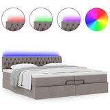  Otomanski posteljni okvir z vzmetnicami taupe 200x200 cm blago, (21653203) | Shoptok.si