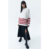 Madmext Mad Girls Ecru Striped Oversize Sweater | Shoptok.si