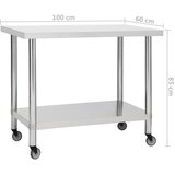  Kuhinjski radni stol s kotačima 100x60x85 cm nehrđajući čelik | shoptok.hr