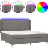  Box spring postelja z vzmetnico LED temno siva 200x200 cm blago, (20932482) | Shoptok.si