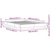  Okvir kreveta siva boja betona 140x200 cm od konstruiranog drva | shoptok.hr