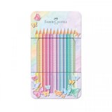 Faber faber-castell: sparkle set od 12 pastelnih drvenih bojica u metalnoj kutiji | shoptok.hr