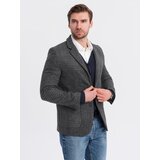 Ombre Men's jacquard jacket in delicate check - black | ePonuda.com