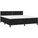 vidaXL Box spring postelja z vzmetnico črna 180x200 cm žamet | Shoptok.si