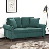 vidaXL Kavč dvosed z okrasnimi blazinami temno zelen 120 cm žamet | Shoptok.si