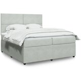 vidaXL Box spring postelja z vzmetnico svetlo siva 200x200 cm žamet Cene