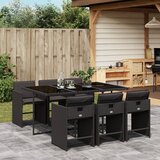 vidaXL 7-dijelni vrtni blagovaonski set s jastucima crni od poliratana | shoptok.hr
