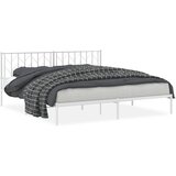  The Living Store Kovinski posteljni okvir z vzglavjem bel 193x203 cm - Posteljni Okvir, (21455293) | Shoptok.si