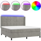  box spring s madracem LED svjetlosivi 160x200 cm baršun | shoptok.hr